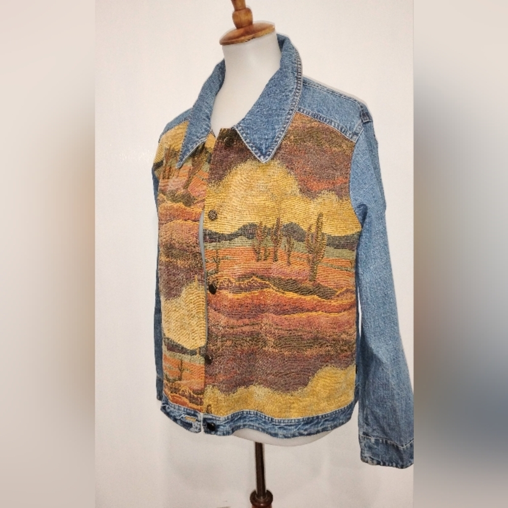 RETRO DESERT SCENE DENIM JACKET - Picture 11 of 11